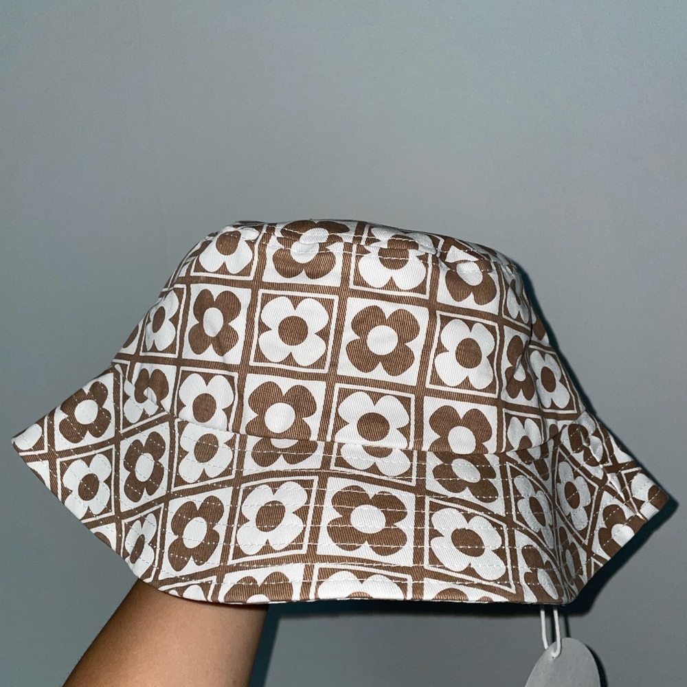 Princess Polly brown and white floral bucket hat